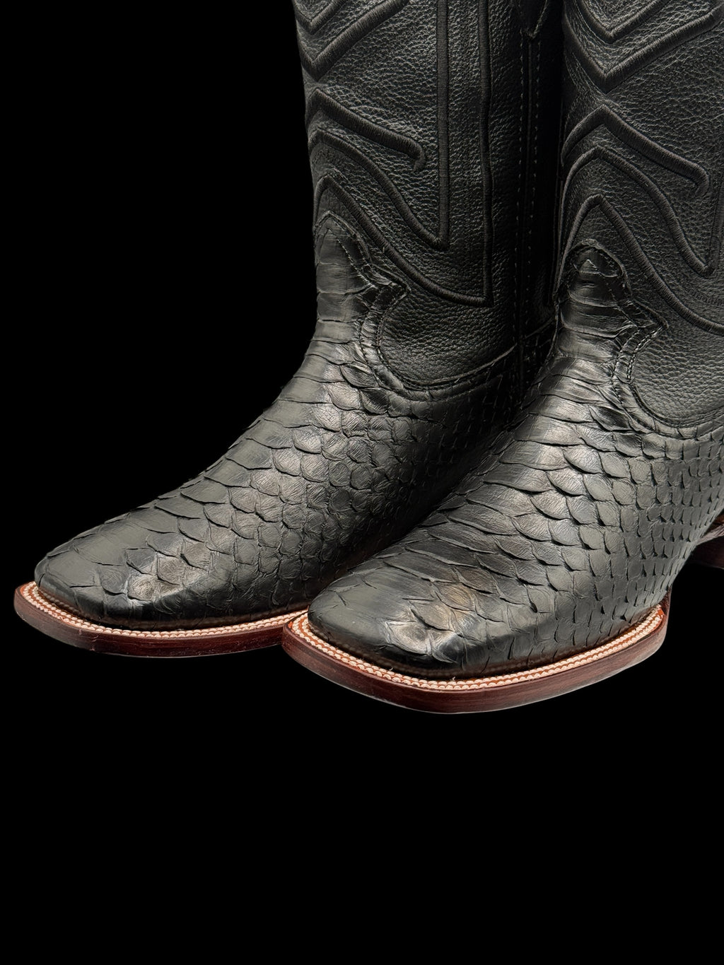 RR Western Men’s Black Exotic Python Cowboy Boots