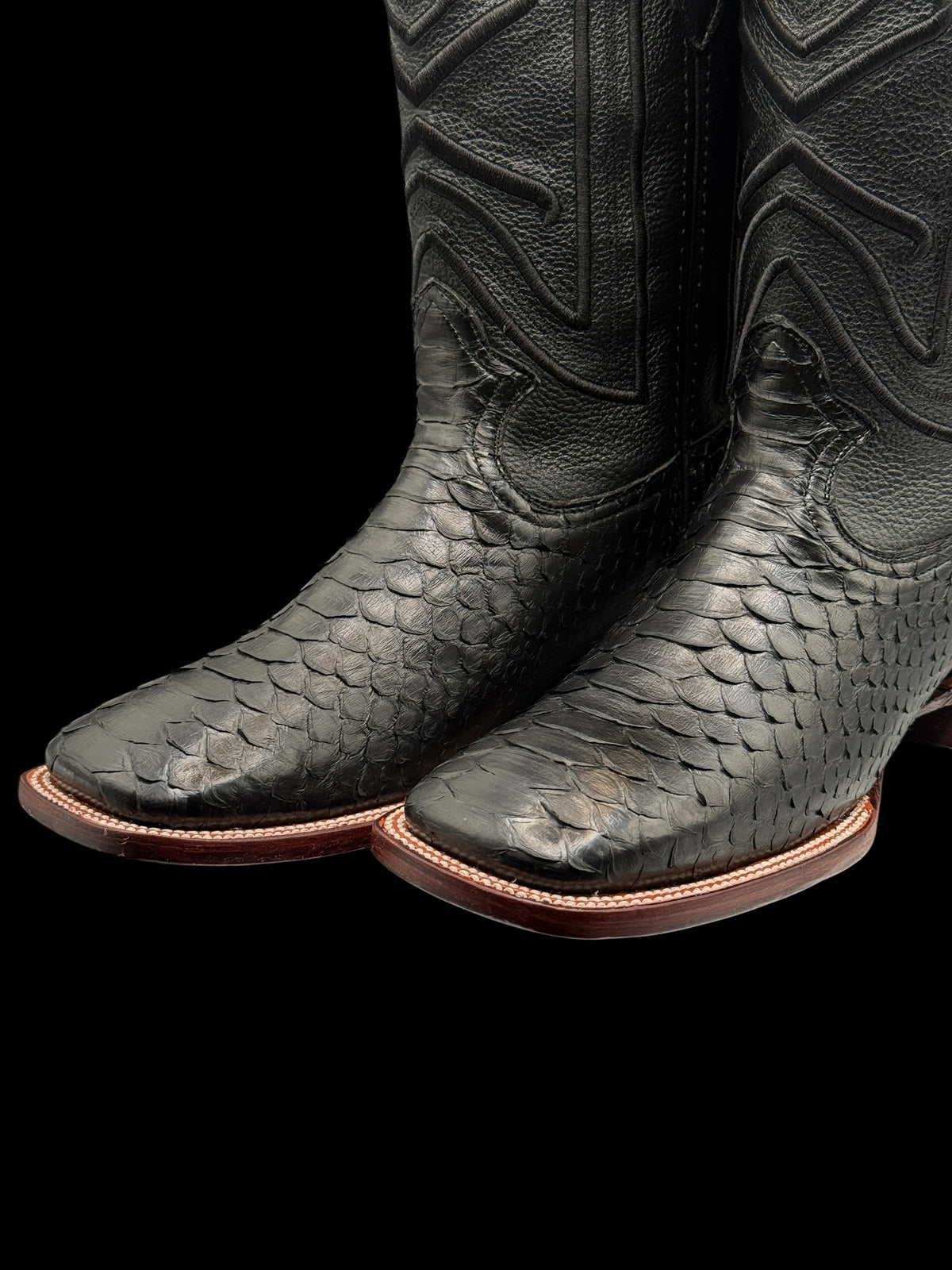 RR Western Men’s Black Exotic Python Cowboy Boots