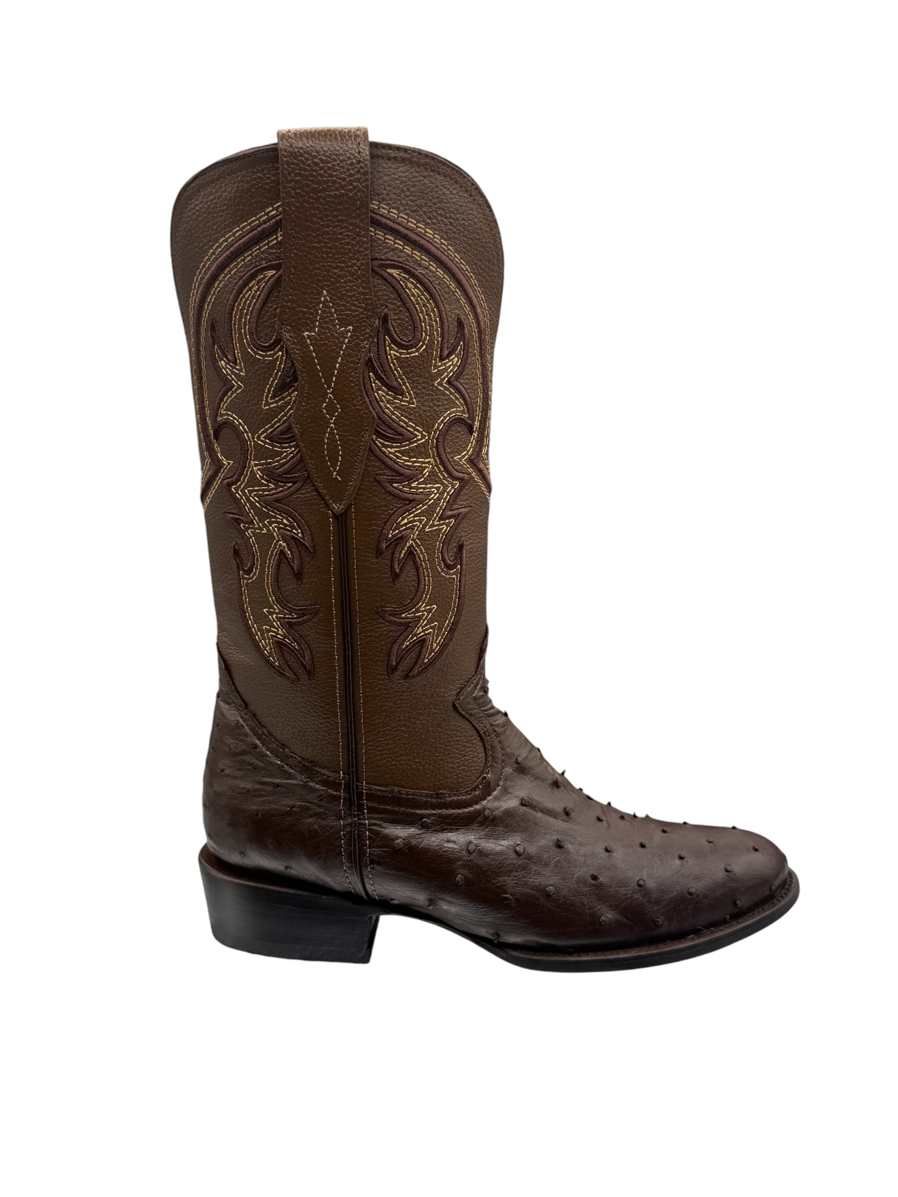 RR Western Men’s Exotic Tobacco Ostrich Cowboy Boots