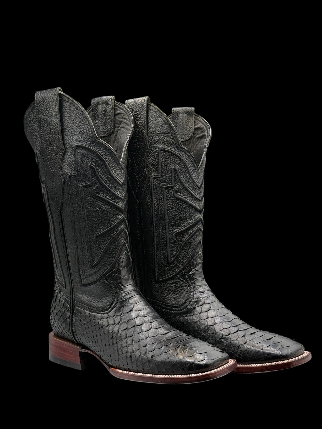 RR Western Men’s Black Exotic Python Cowboy Boots