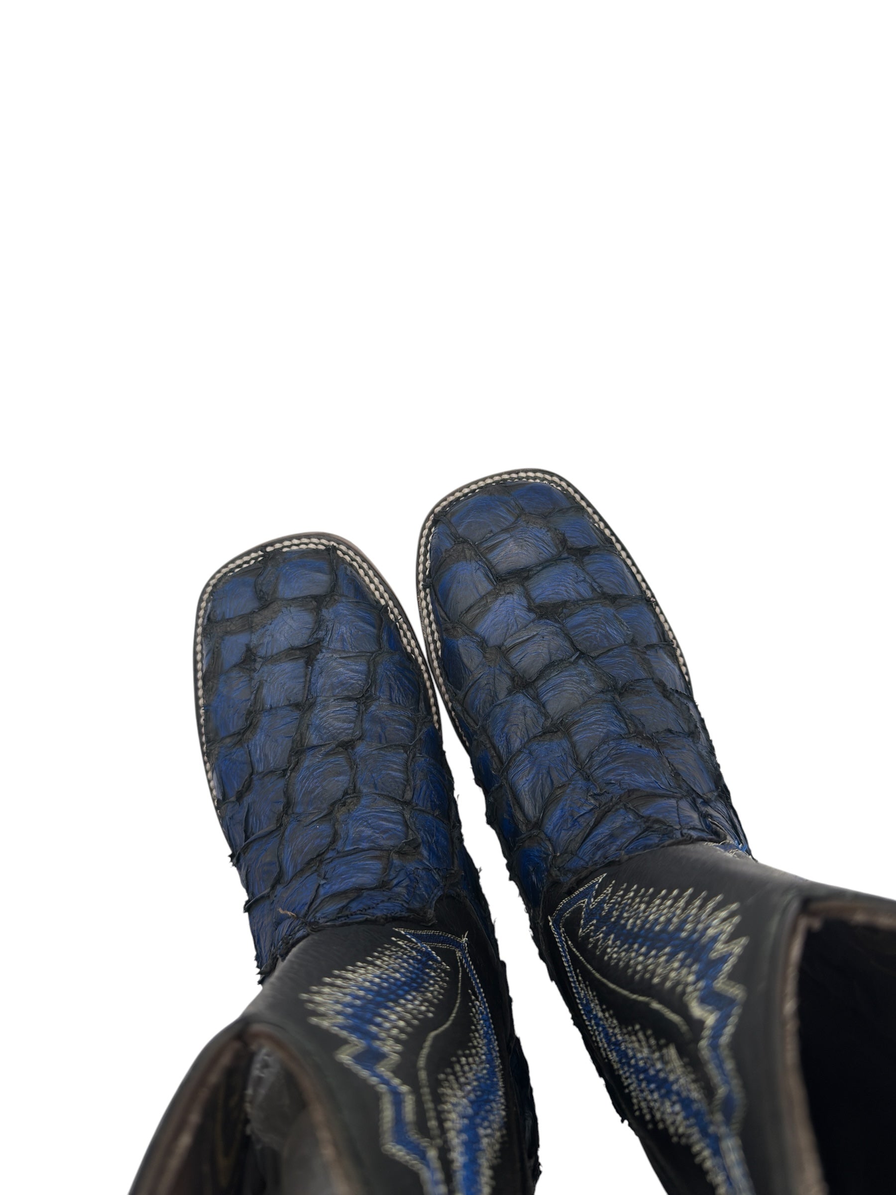 Men's Electric Blue Exotic Pirarucu Cowboy Boots