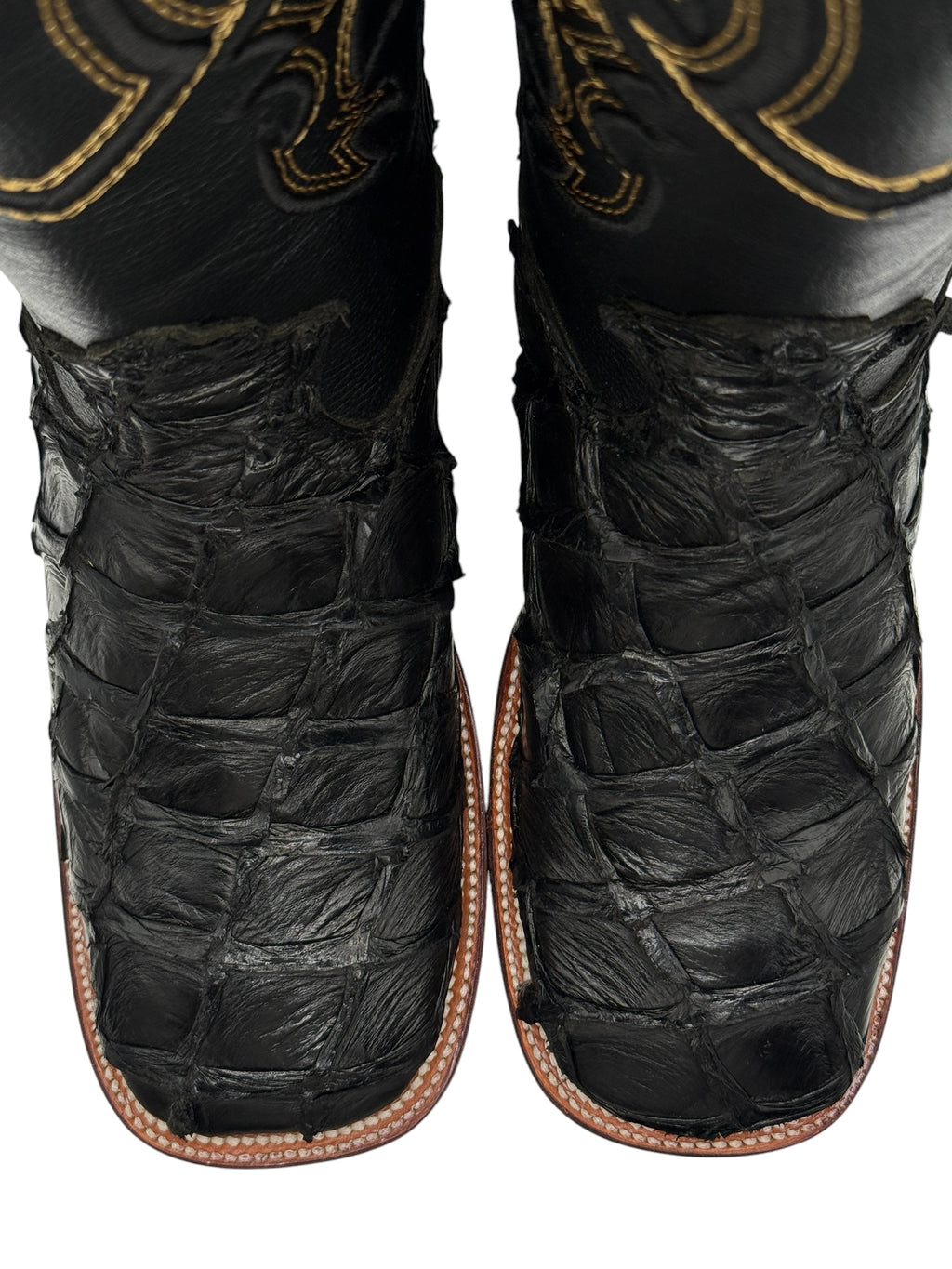 RR Western Men's Exotic Black Pirarucu Cowboy Boots