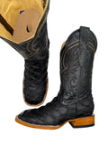 RR Western Men's Black Pirarucu Print Cowboy Boots