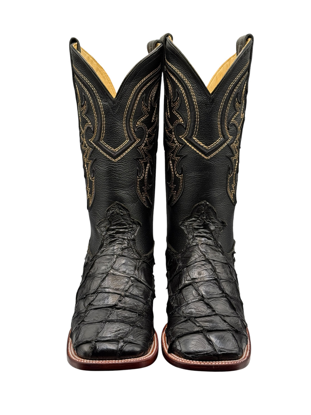 RR Western Men's Exotic Black Pirarucu Cowboy Boots