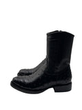 Black Ostrich Exotic Ankle Boots With Zipper