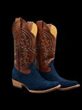 RR Western Men’s Navy Roughout Cowboy Boots