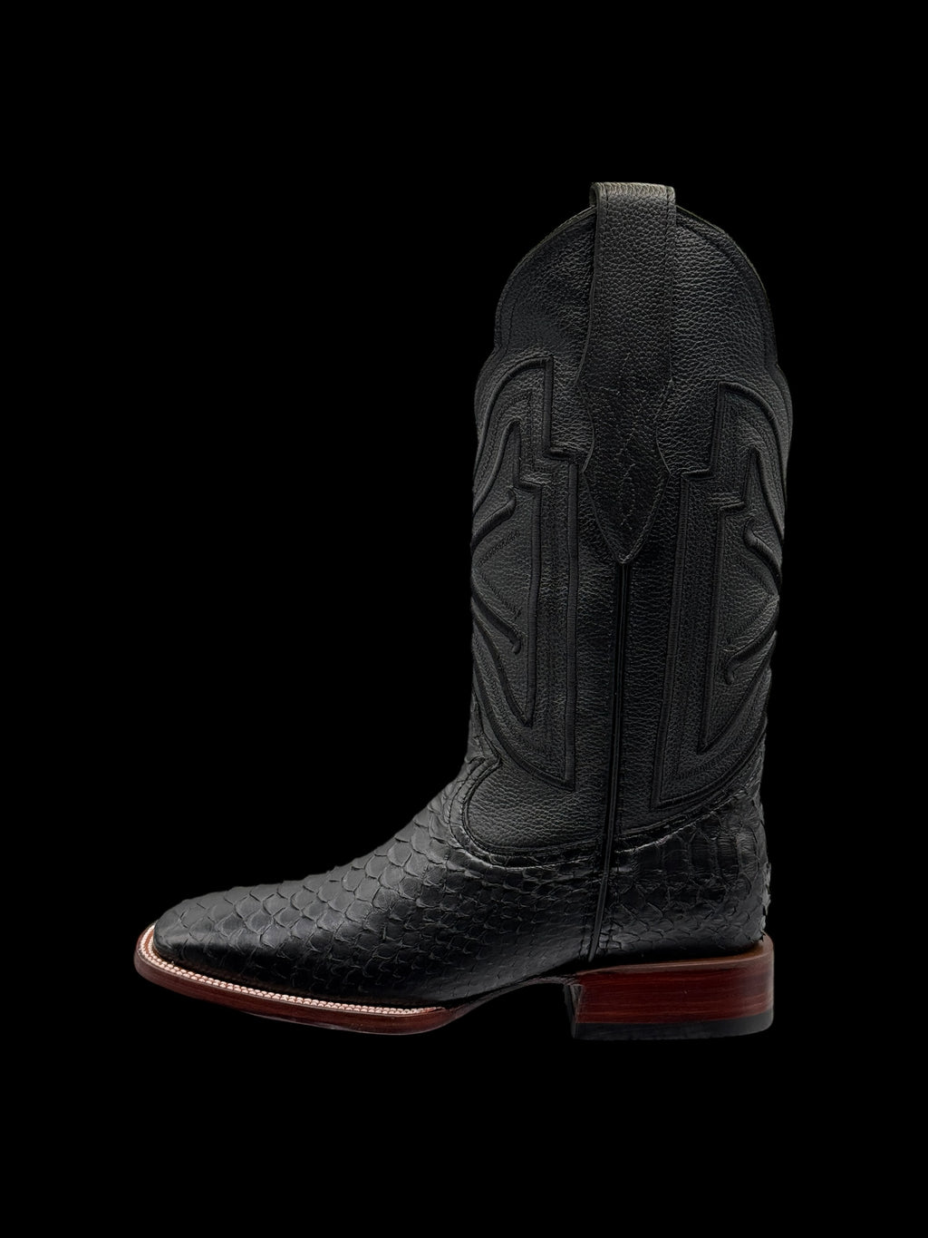 RR Western Men’s Black Exotic Python Cowboy Boots