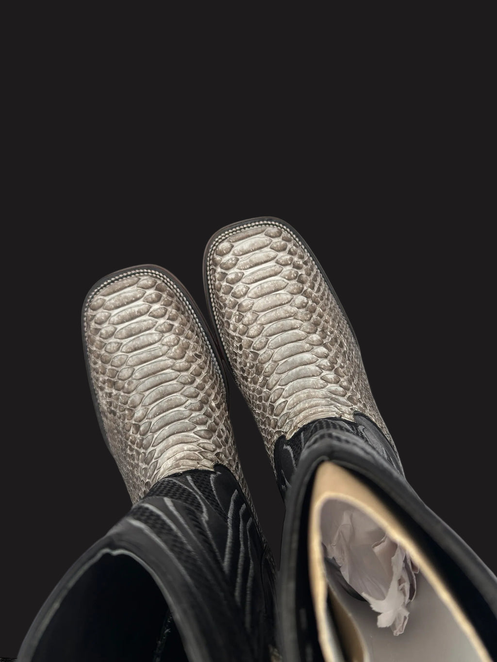 RR Western Mens Natural Exotic Python Cowboy Boots