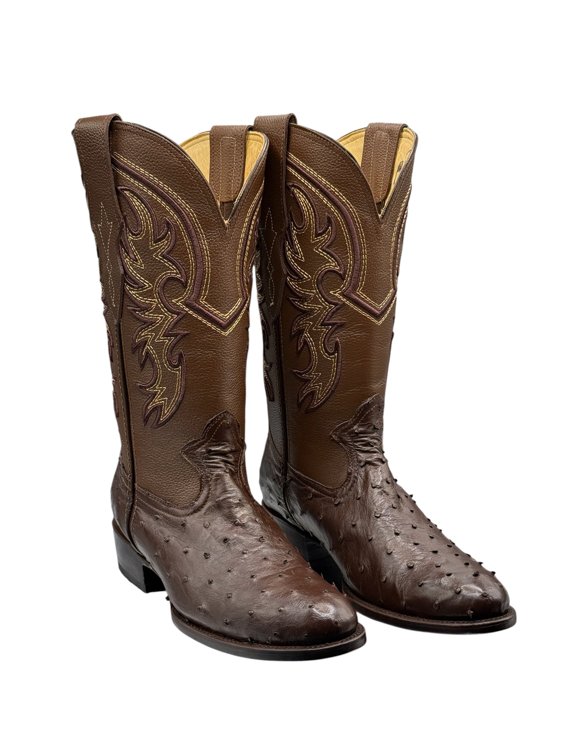 RR Western Men’s Exotic Tobacco Ostrich Cowboy Boots