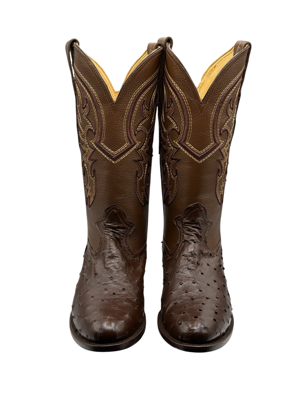 RR Western Men’s Exotic Tobacco Ostrich Cowboy Boots