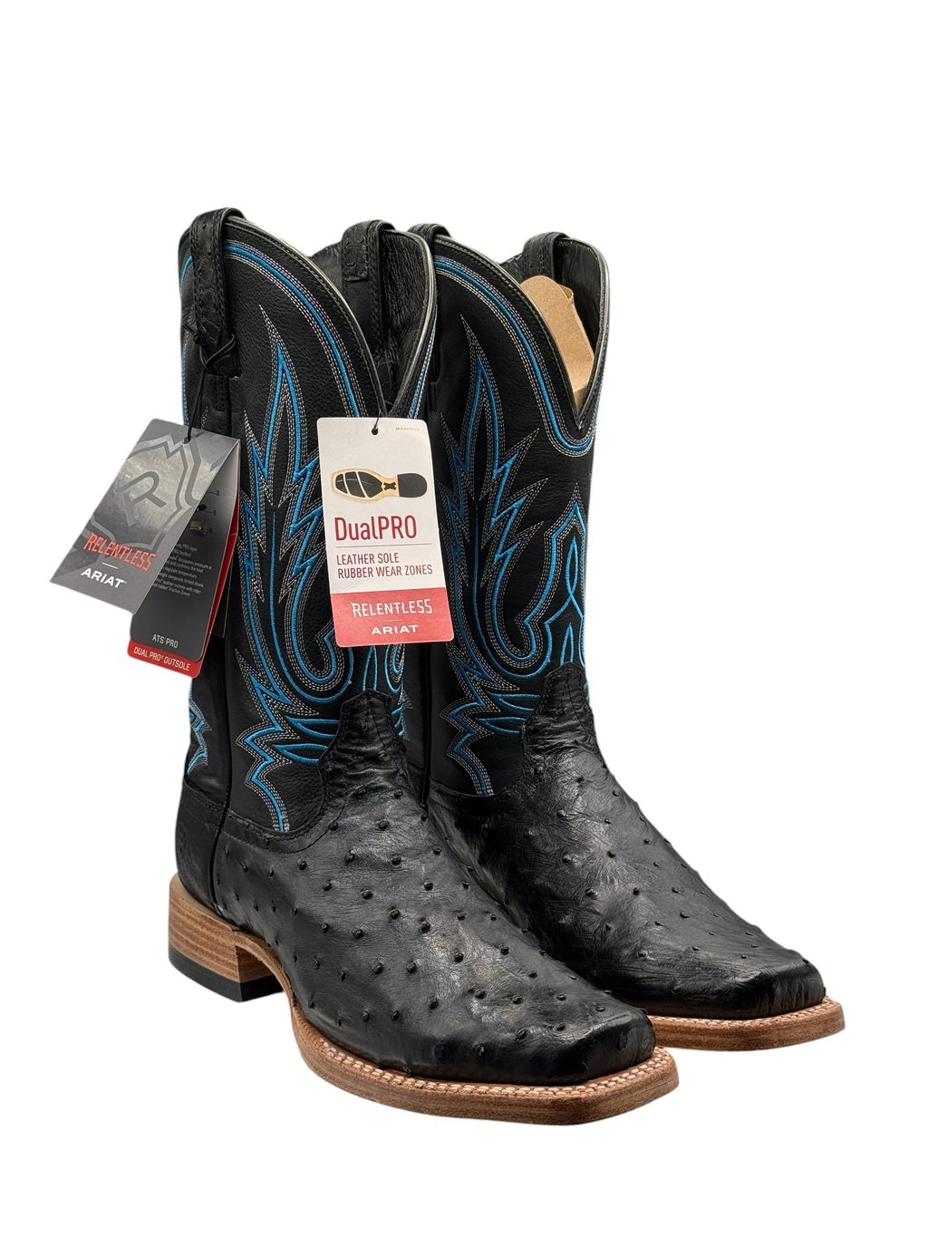 Men's Ariat Relentless Exotic Ostrich Black Cowboy Boots