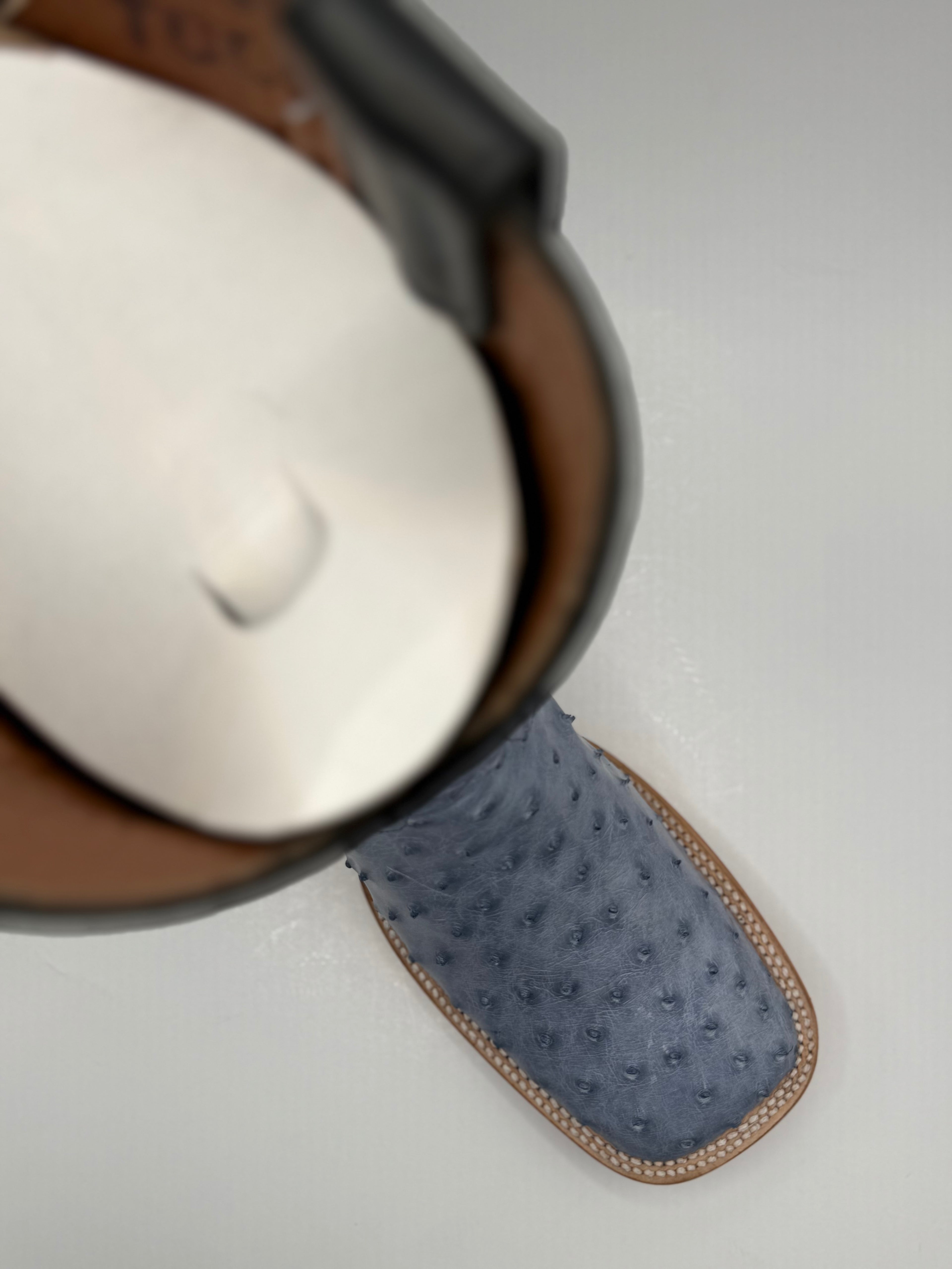 Men's Denim Bruciato Exotic Ostrich Cowboy Boots