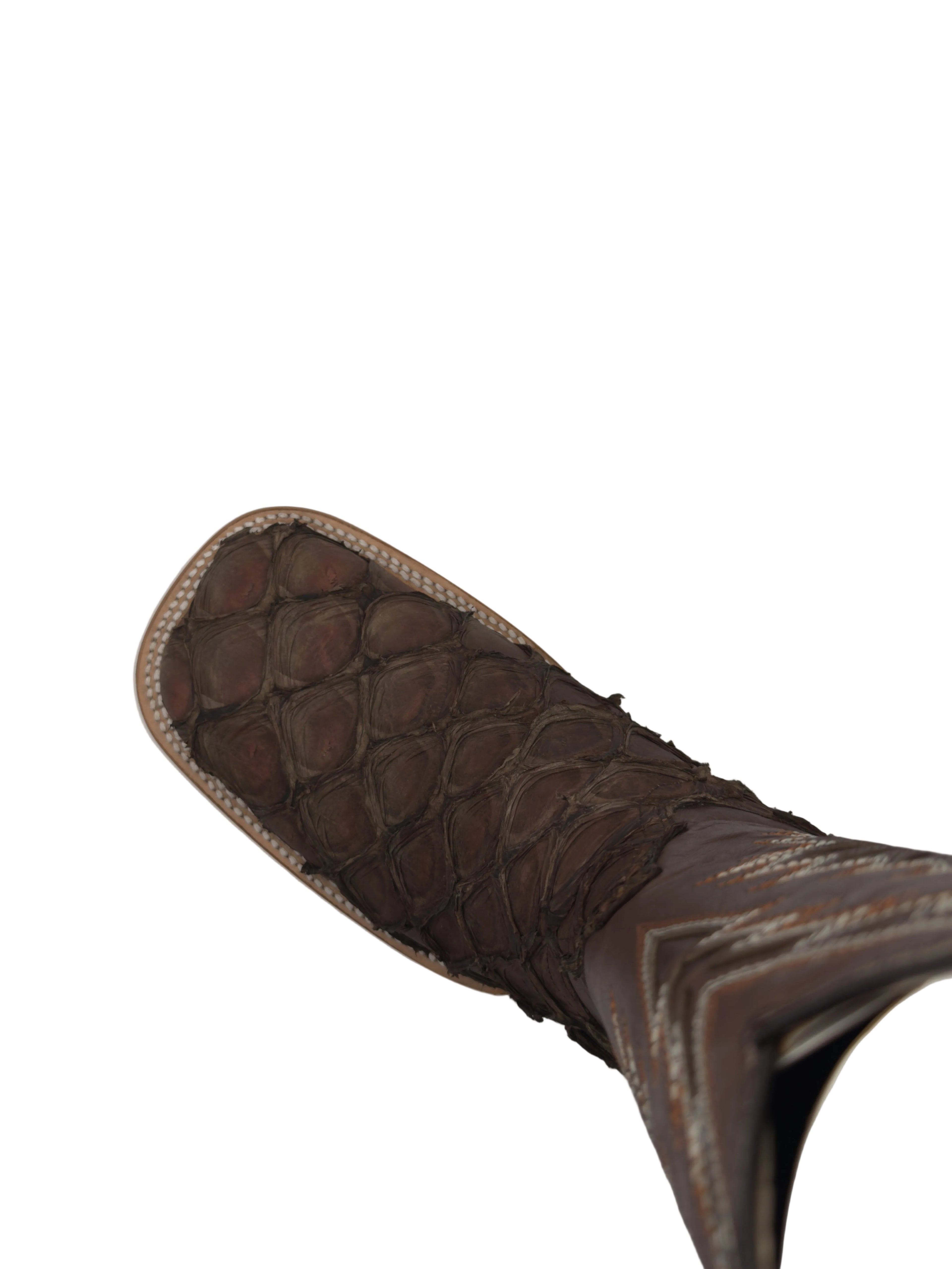 RR Western 'Dark Brown' Exotic Pirarucu Cowboy Boots