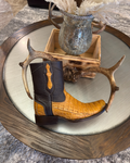 Mens Exotic Butter Caiman Cowboy Ankle Boots